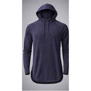 Serene Tangerine Purple Heathered Long Sleeve Hoodie Thumbhole High-Low Hem Sm‎